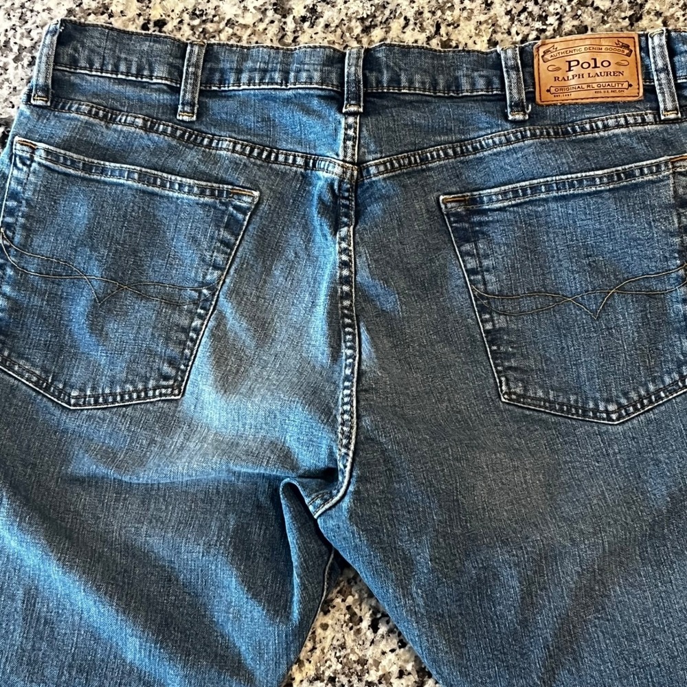 Polo Ralph Lauren Varick Jeans Mens 38x30 Blue Denim Slim Straight - Picture 4 of 12